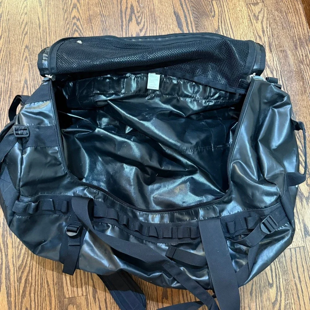 The North Face Base Camp Duffel Bag Large Black Yellow Backpack Straps 95L